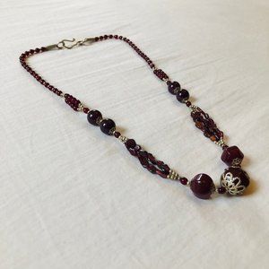Burgundy Vintage Necklace Crystal